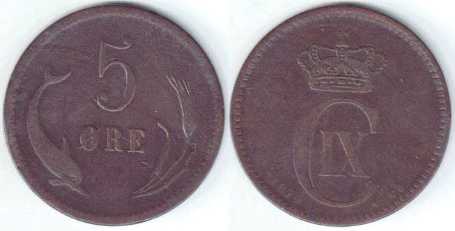 1874 Denmark 5 Ore A003225